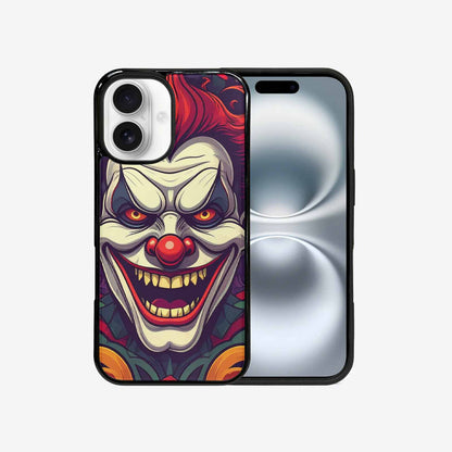 iPhone 16 Case — Evil Circus Heads Faces Overlapping Patterns, Custom Made Phone Cover