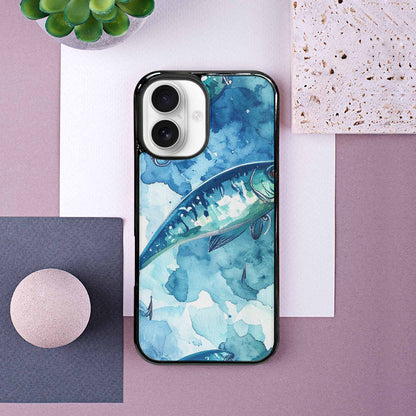 iPhone 16 Case — Fishing Lure And Hook Pattern Seamless, Custom Print Case Cover
