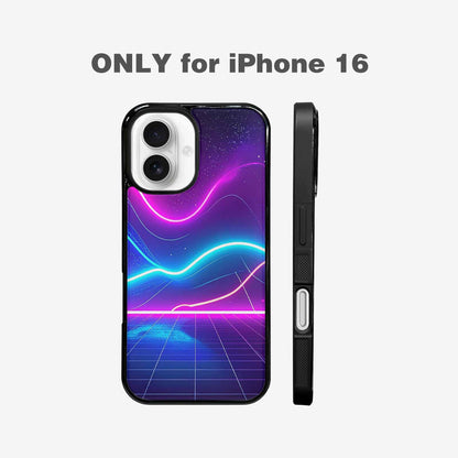 iPhone 16 Case — 1980s Neon Cartoon Art Pattern, Unique Phone Case Design