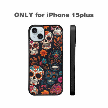 iPhone 15 Plus Case — Dia De Los Muertos Sugar Skull, Custom Print Case Cover