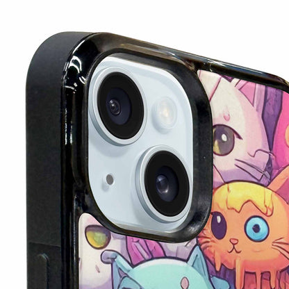 iPhone 15 Plus Case — Pastel Gore Cat Character Pattern Hundreds, Customized Protective Case