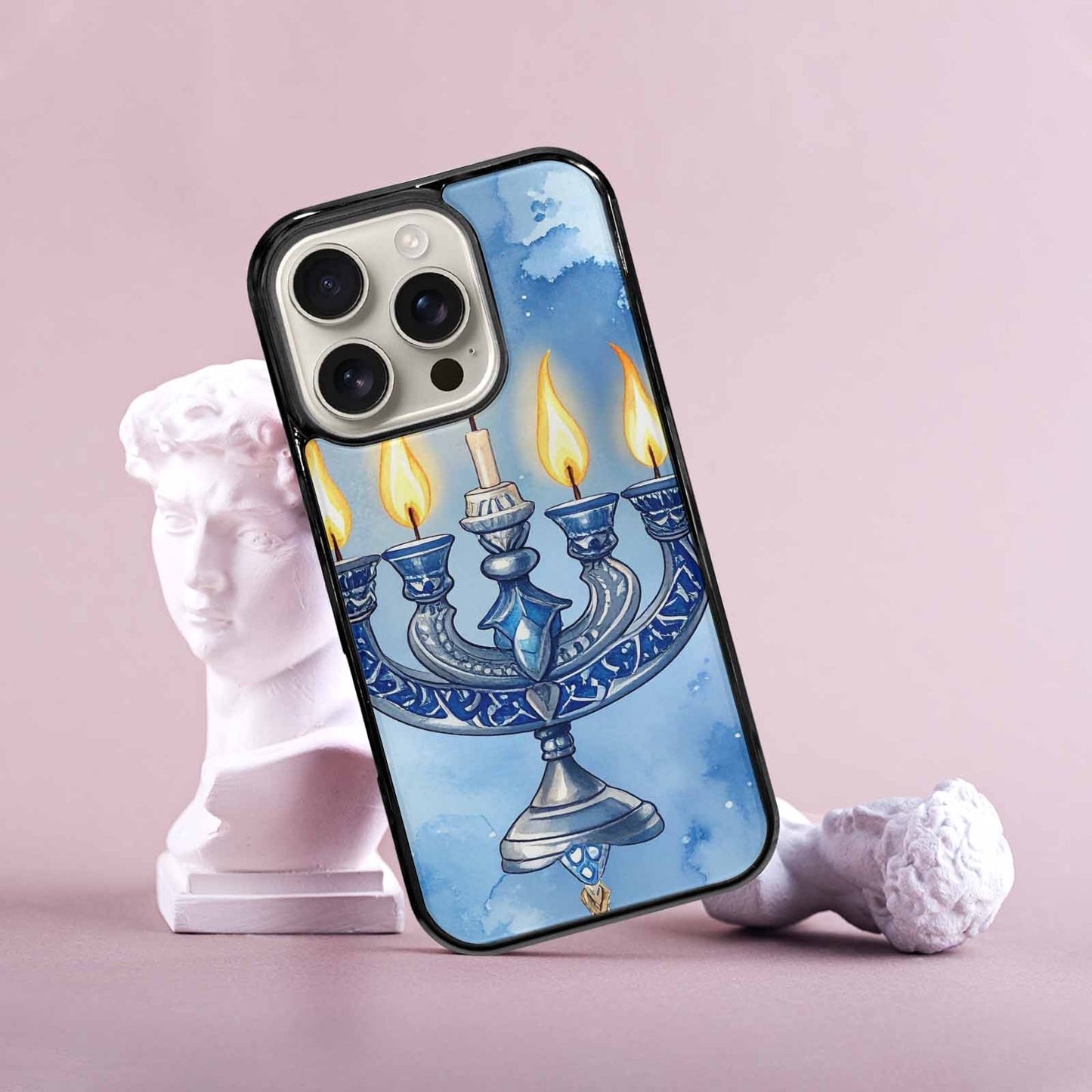 iPhone 16 Pro Case — Hanukkah Menorah Pattern Seamless Repeat Jewish, Unique Phone Case Design