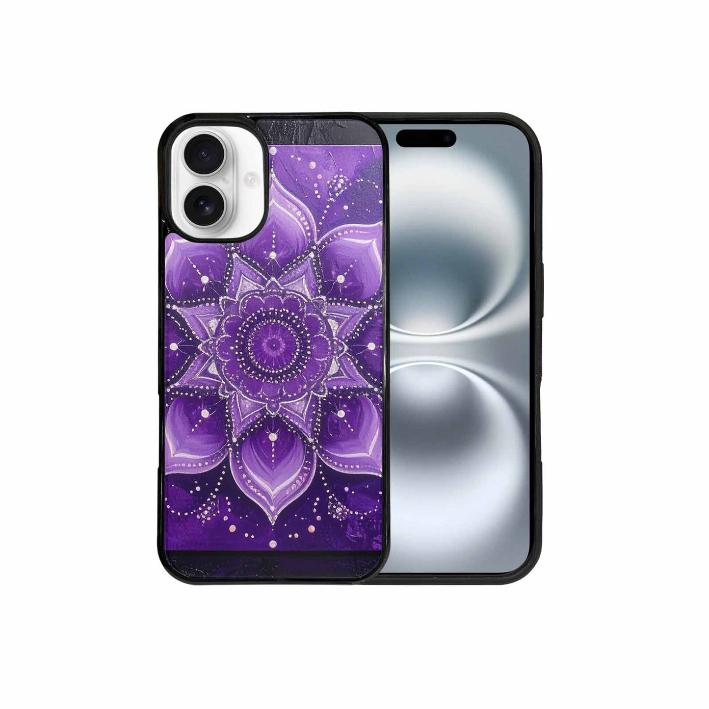 iPhone 16 Plus Case — Purple Mandala Bohemian Print Edge To, Custom Art Phone Cover