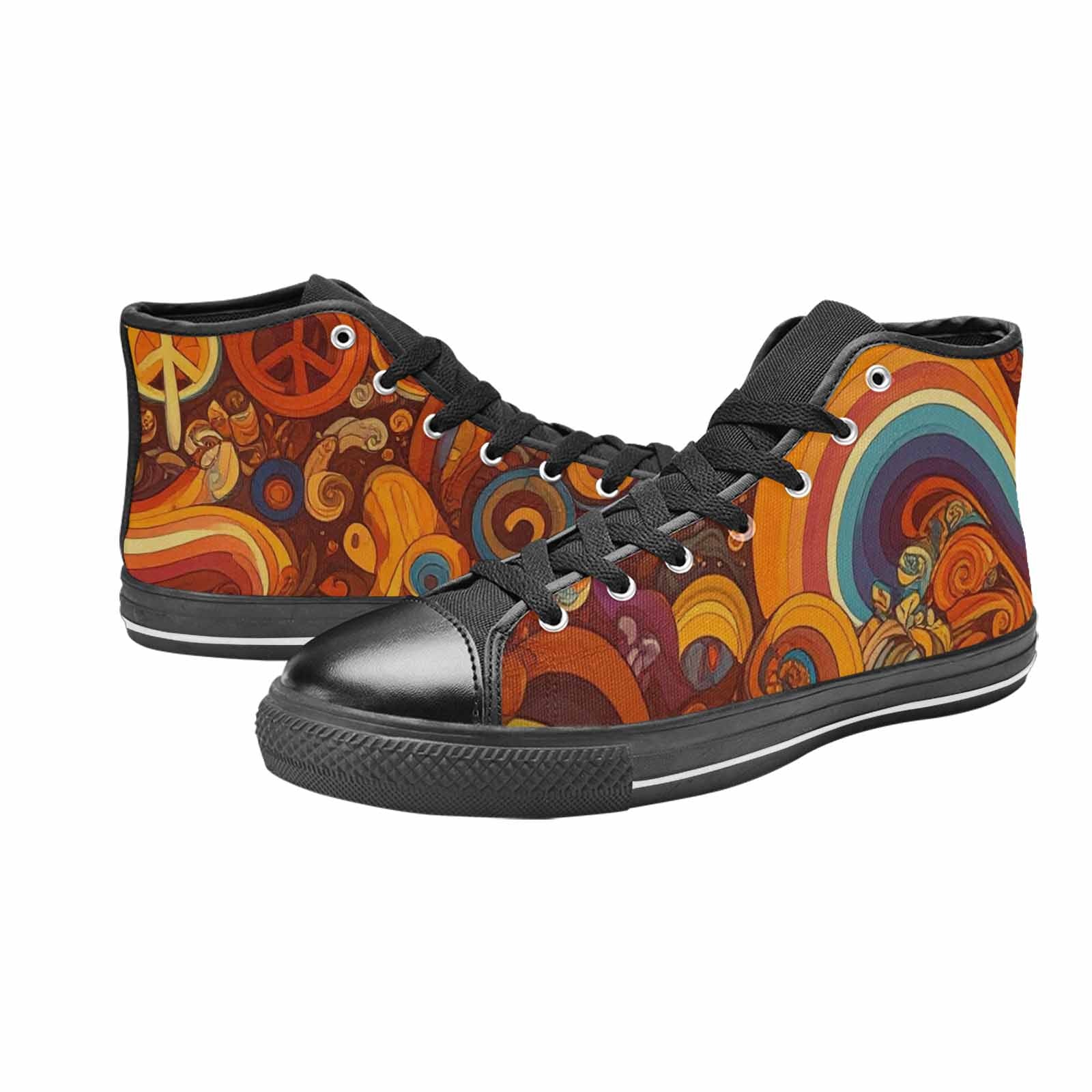 MEN'S Groovy 70S Peace High Top Canvas Dreamcore Custom Sneakers