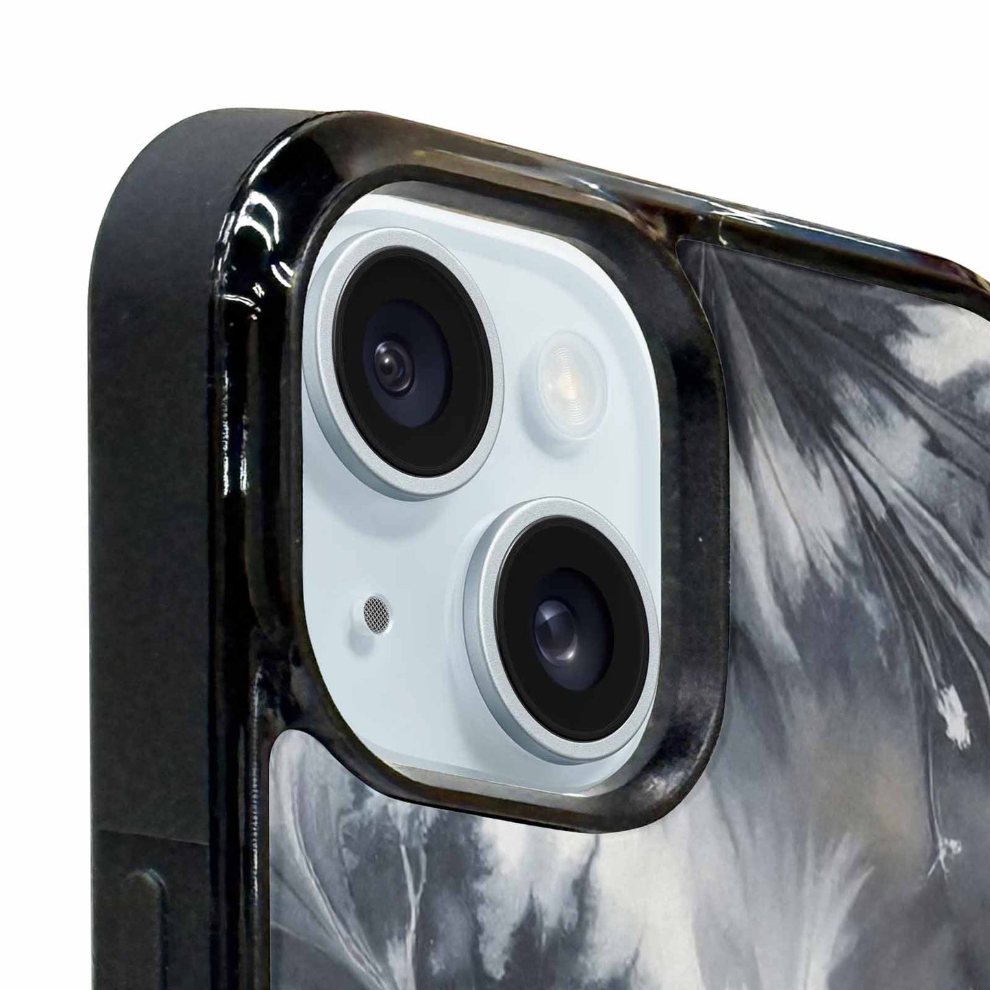 iPhone 15 Plus Case — Tie Dye Black And Gray Blended, Custom Print Case Cover