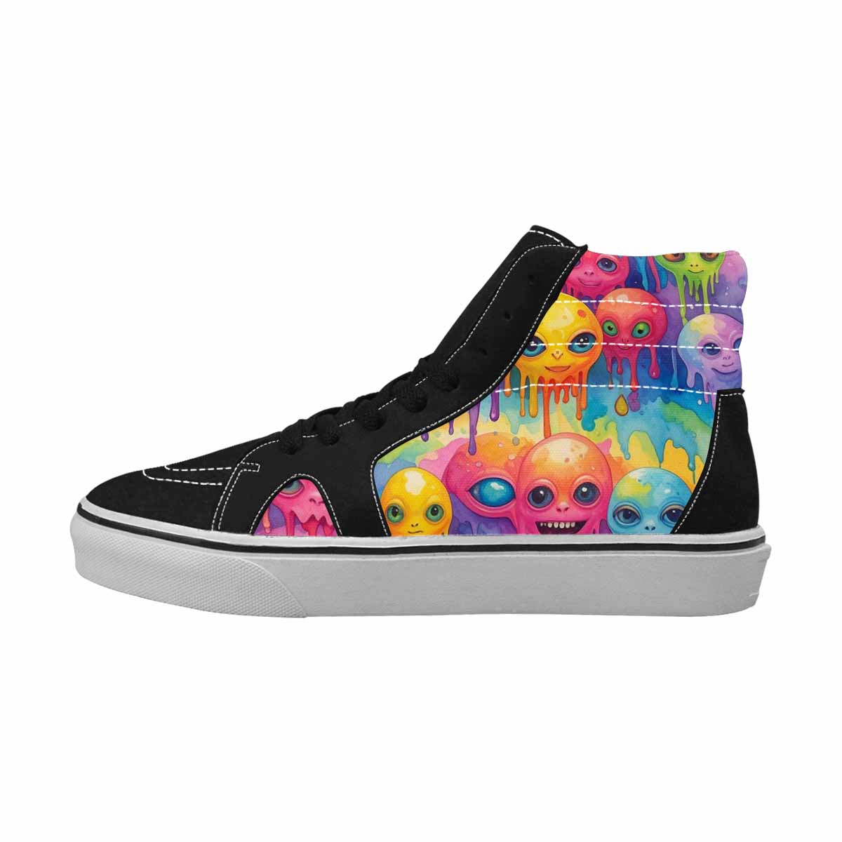 MEN'S Aliens  Tie Dye High Top Canvas Kaleidoscope Custom Sneakers