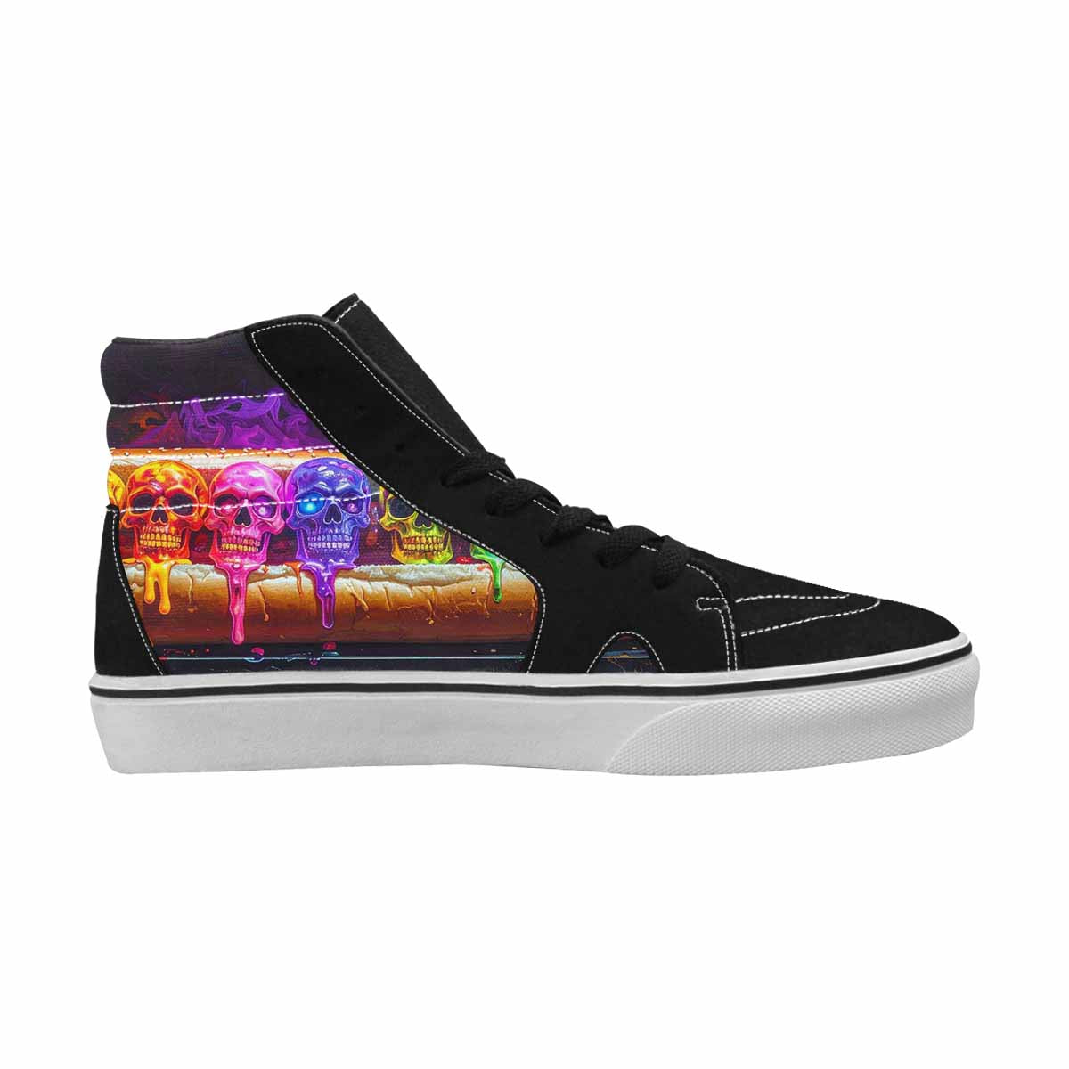 MEN'S Toxic Skeleton Hot Dog High Top Canvas Vibrant Chaos Custom Sneakers