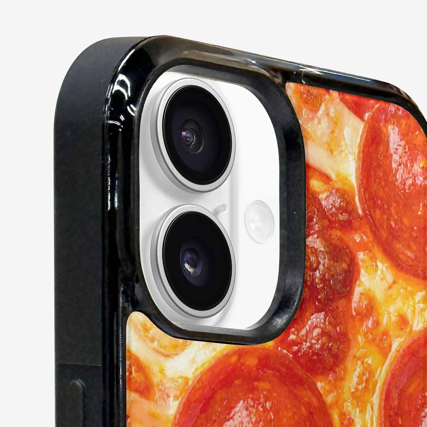 iPhone 16 Plus Case — Pepperoni Pizza Background Art Filling Entire, Customized Protective Case