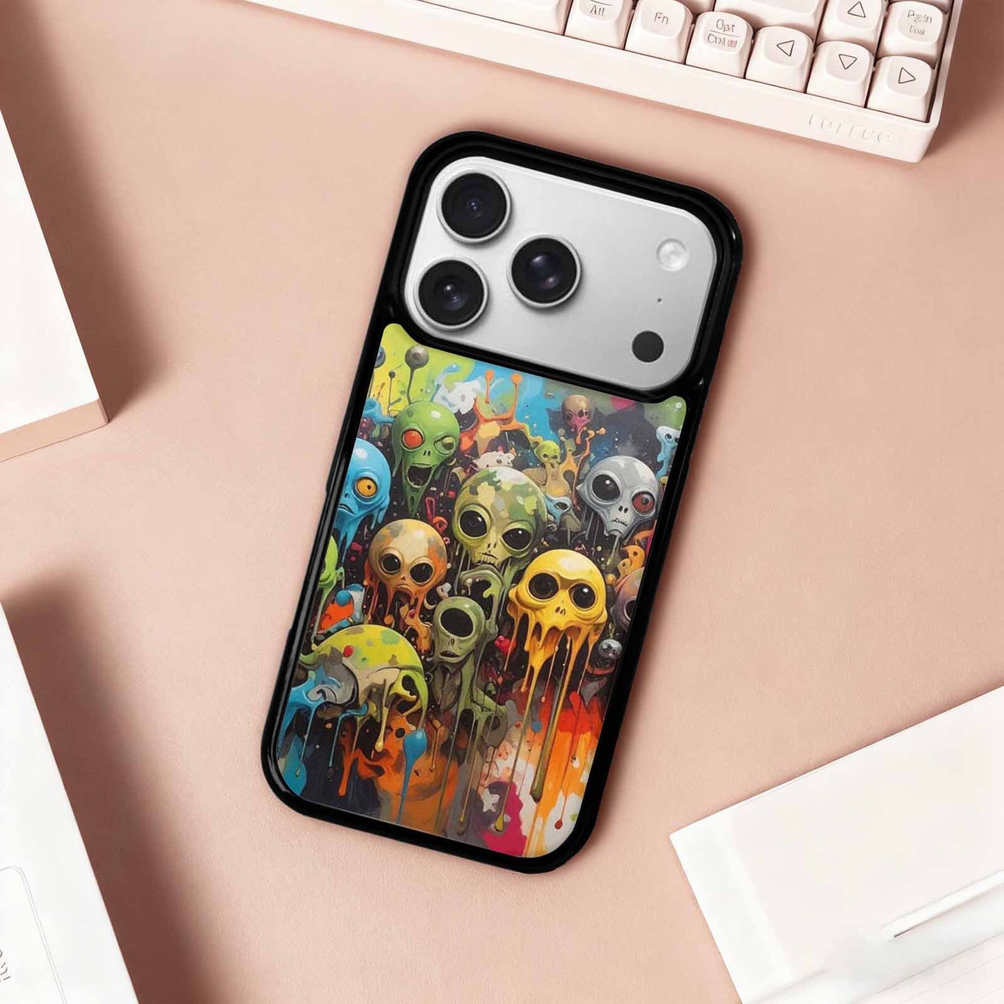 iPhone 17 Pro Case — Aliens Camomelting Aliens Patt Alien Scifi, Unique Phone Case Design