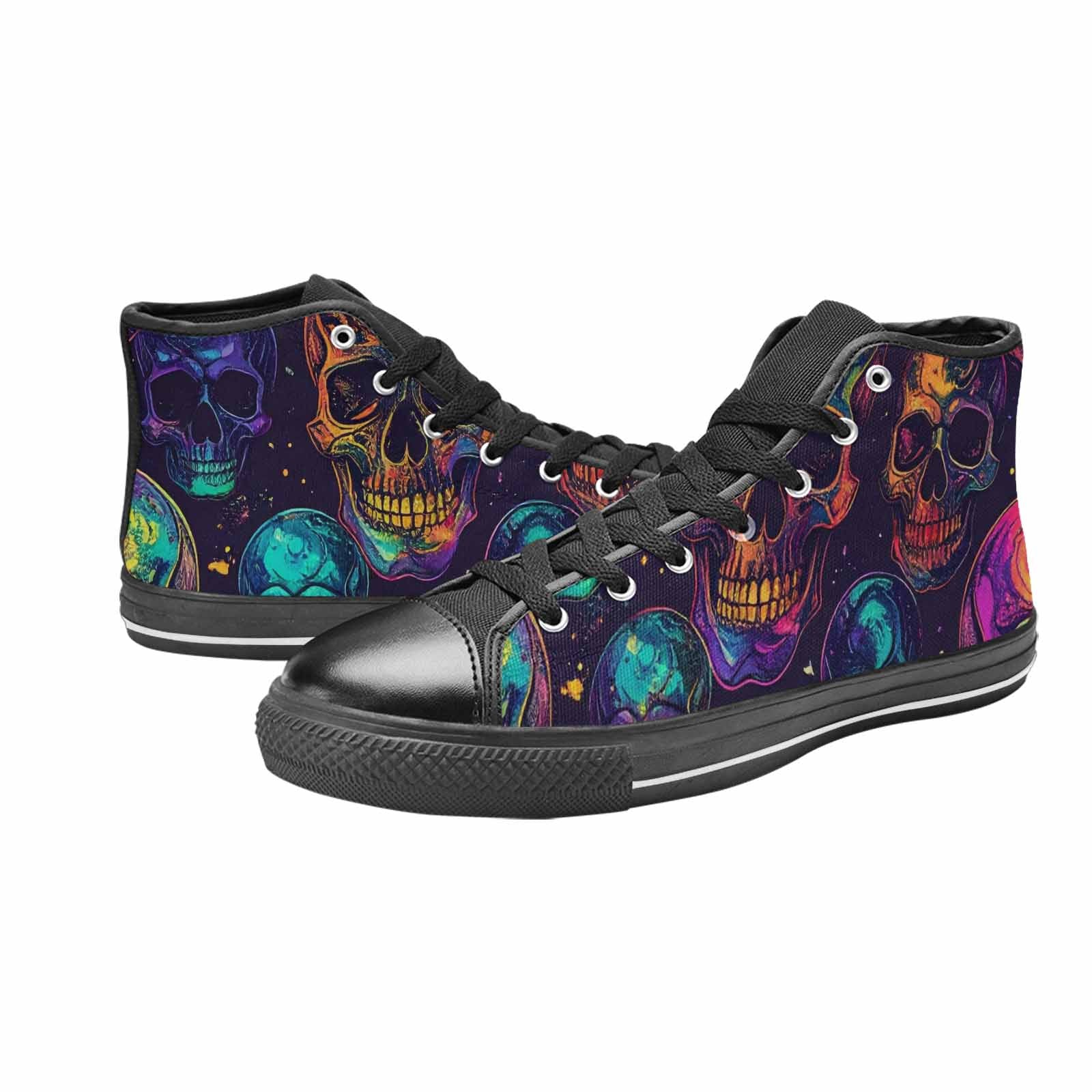 MEN'S Galaxy Skulls High Top Canvas Surreal Custom Sneakers