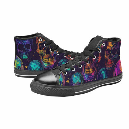 MEN'S Galaxy Skulls High Top Canvas Surreal Custom Sneakers
