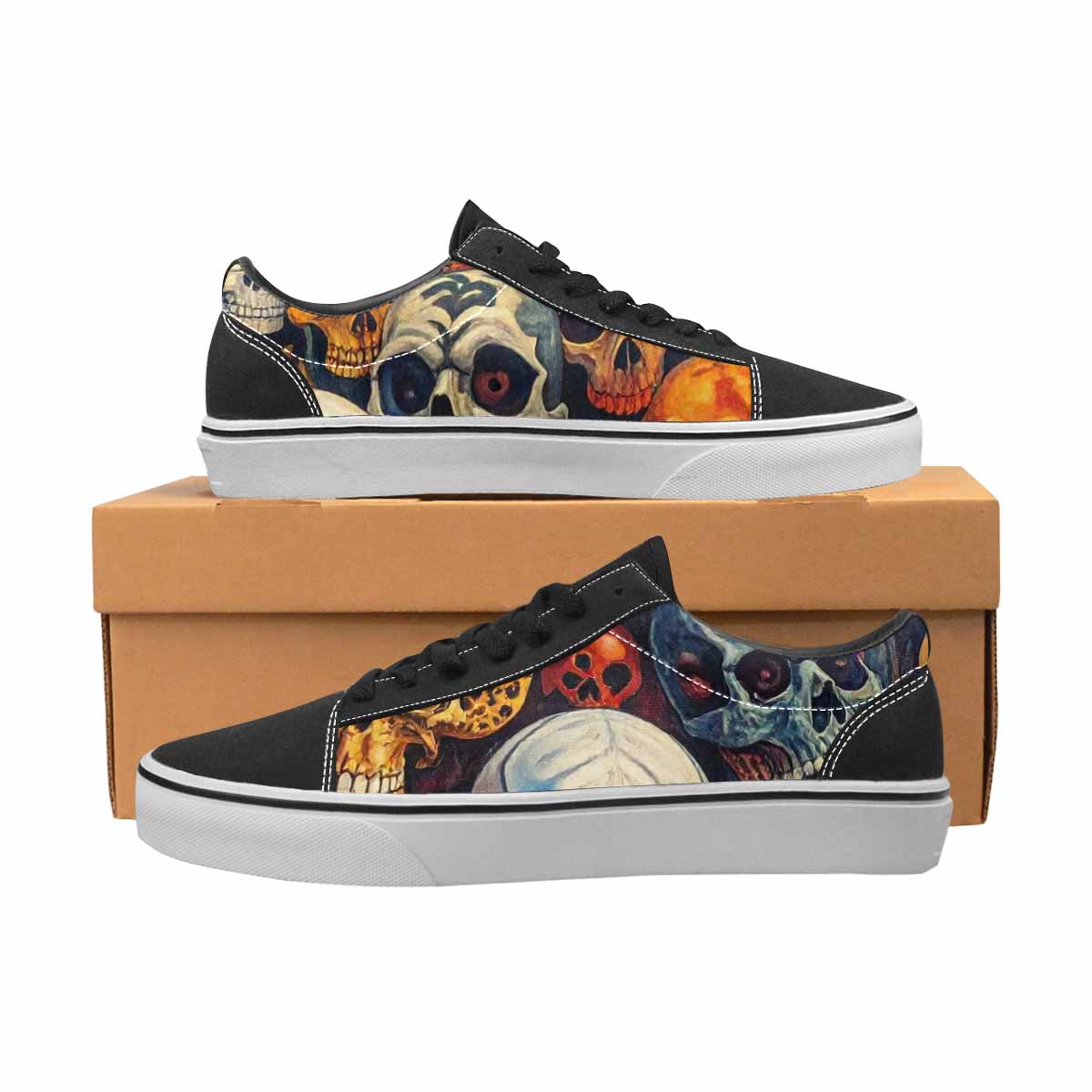 WOMEN'S Skulls  Animal Print Lace-Up Canvas Aesthetic Shoes
