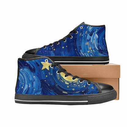 MEN'S Starry Night Galaxy High Top Canvas Neon Fantasy Custom Sneakers