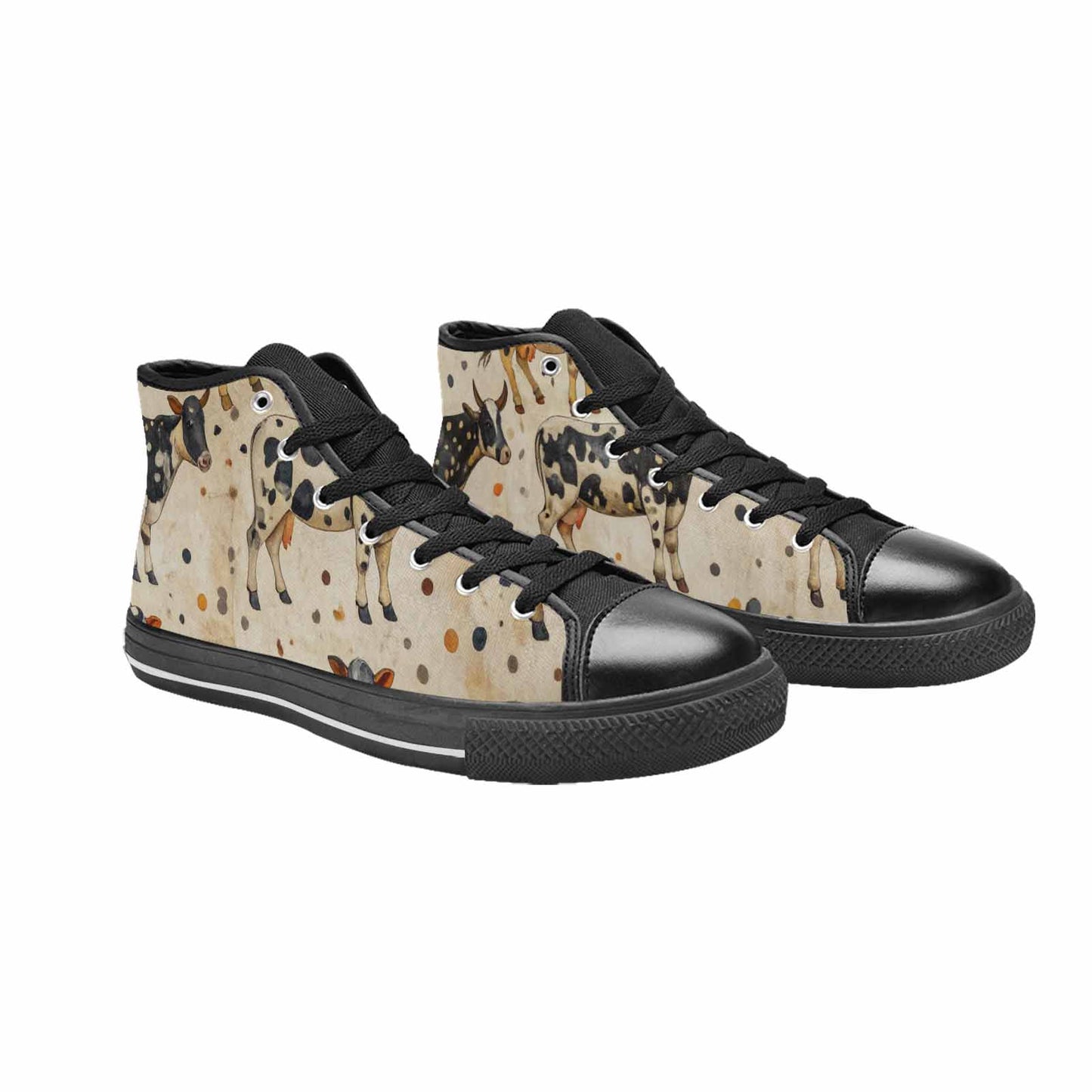 WOMEN'S Cow Animal Print High Top Canvas Y2K Custom Shoes
