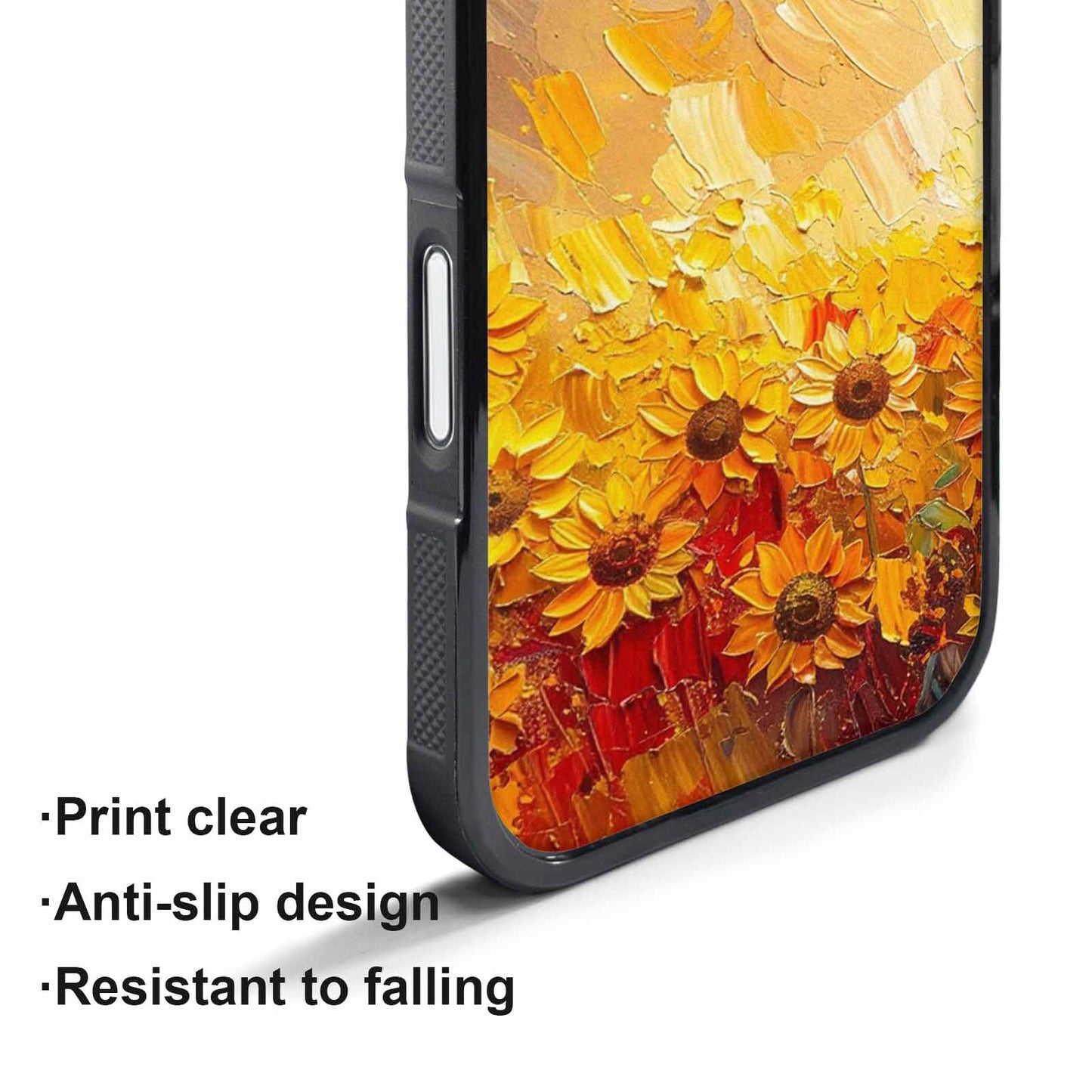 iPhone 17 Pro Case — Impressionist Sunflower Brushstroke Pattern Hundreds Floral, Custom Print Case Cover