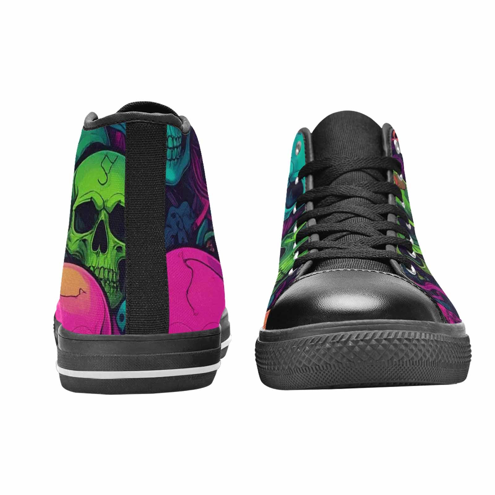 MEN'S Skulls - Neon High Top Canvas Vibrant Chaos Custom Sneakers