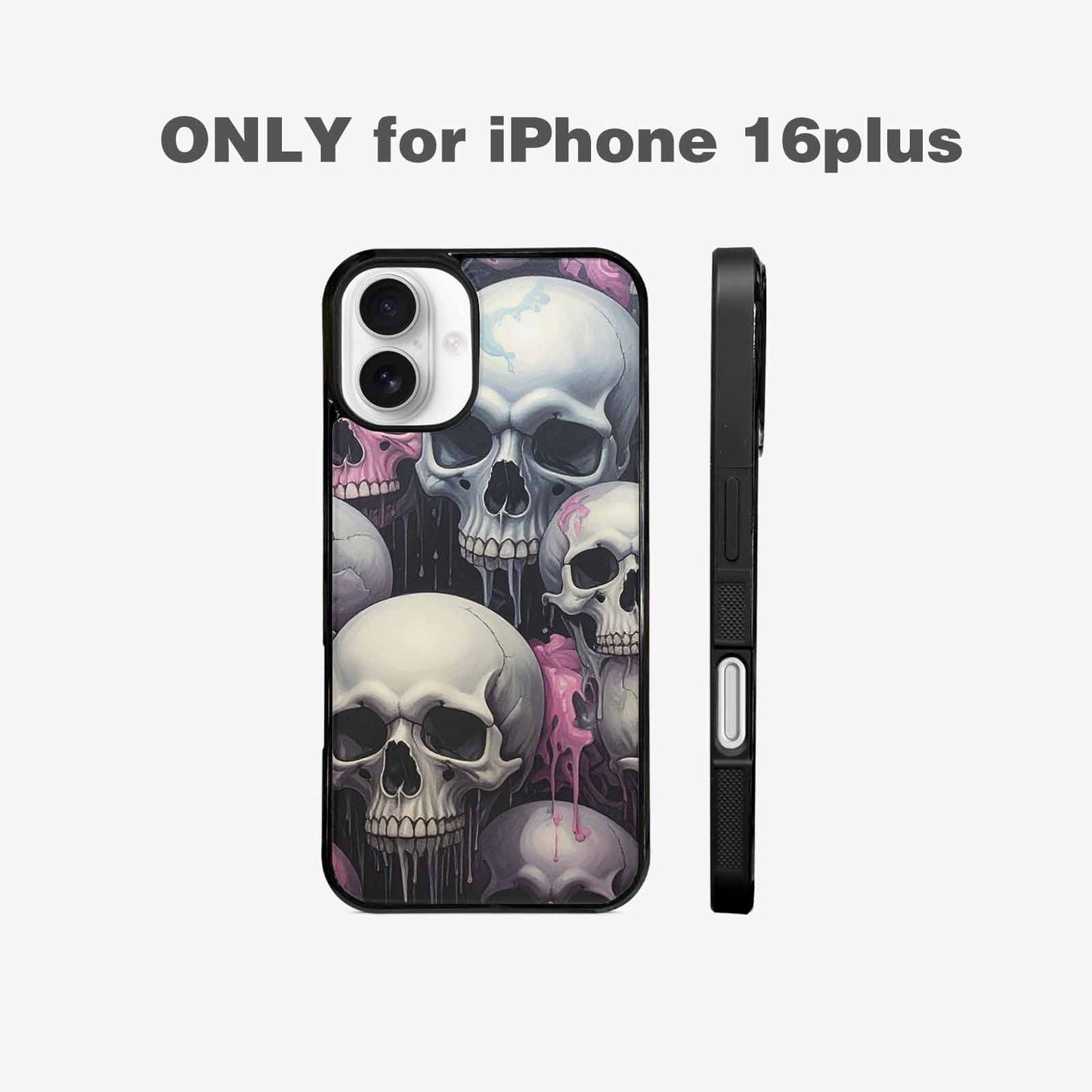 iPhone 16 Plus Case — Dark Black And White Color Tone, Personalized Phone Case