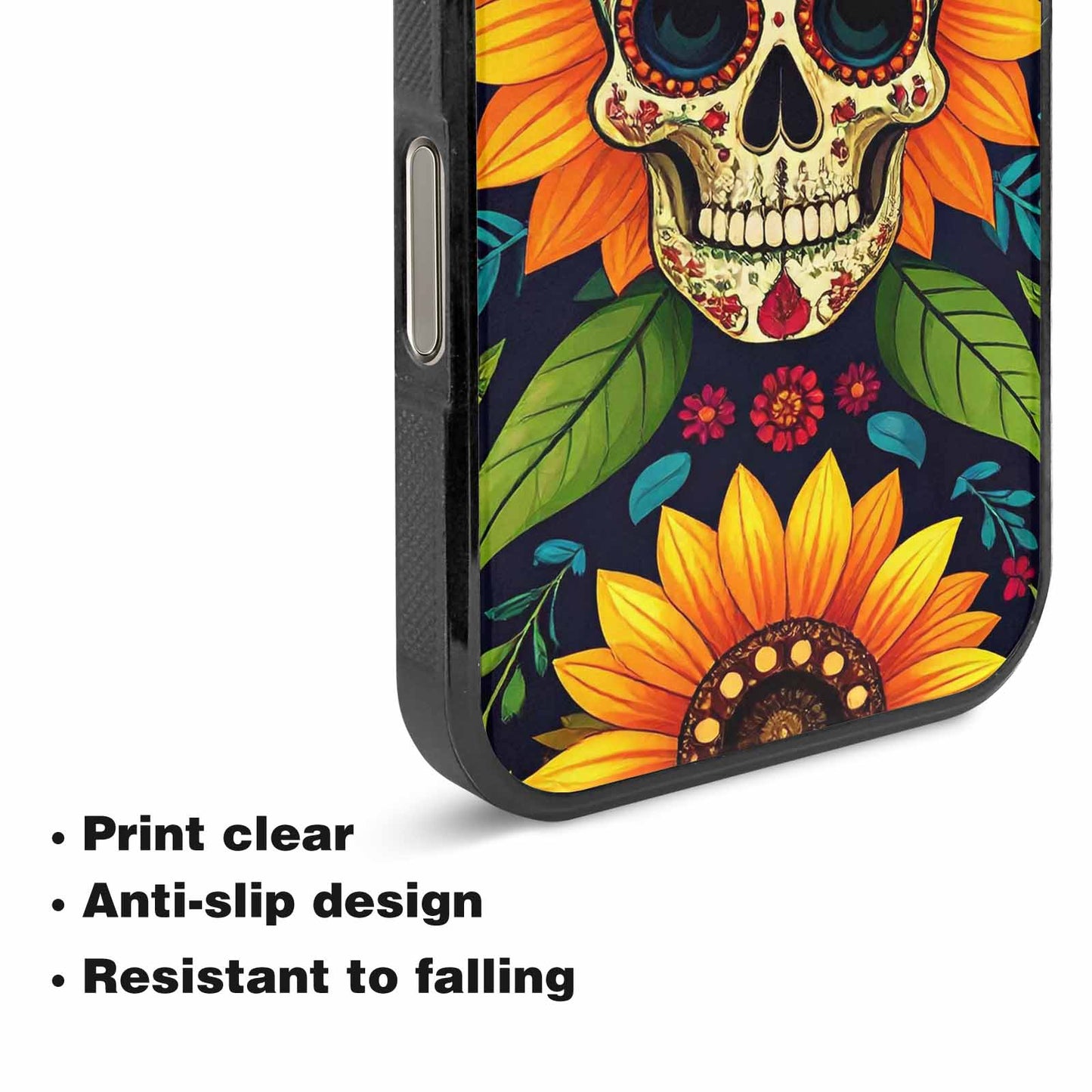 iPhone 16 Pro Max Case — Sunflowers And Skulls, Unique Phone Case Design