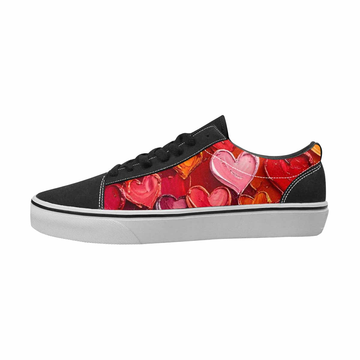 WOMEN'S Hearts Full Color Canvas Custom Design Vibrant Chaos Shoes