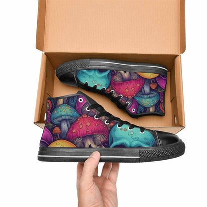 MEN'S Mushroom Skull High Top Canvas Neon Fantasy Sneakers