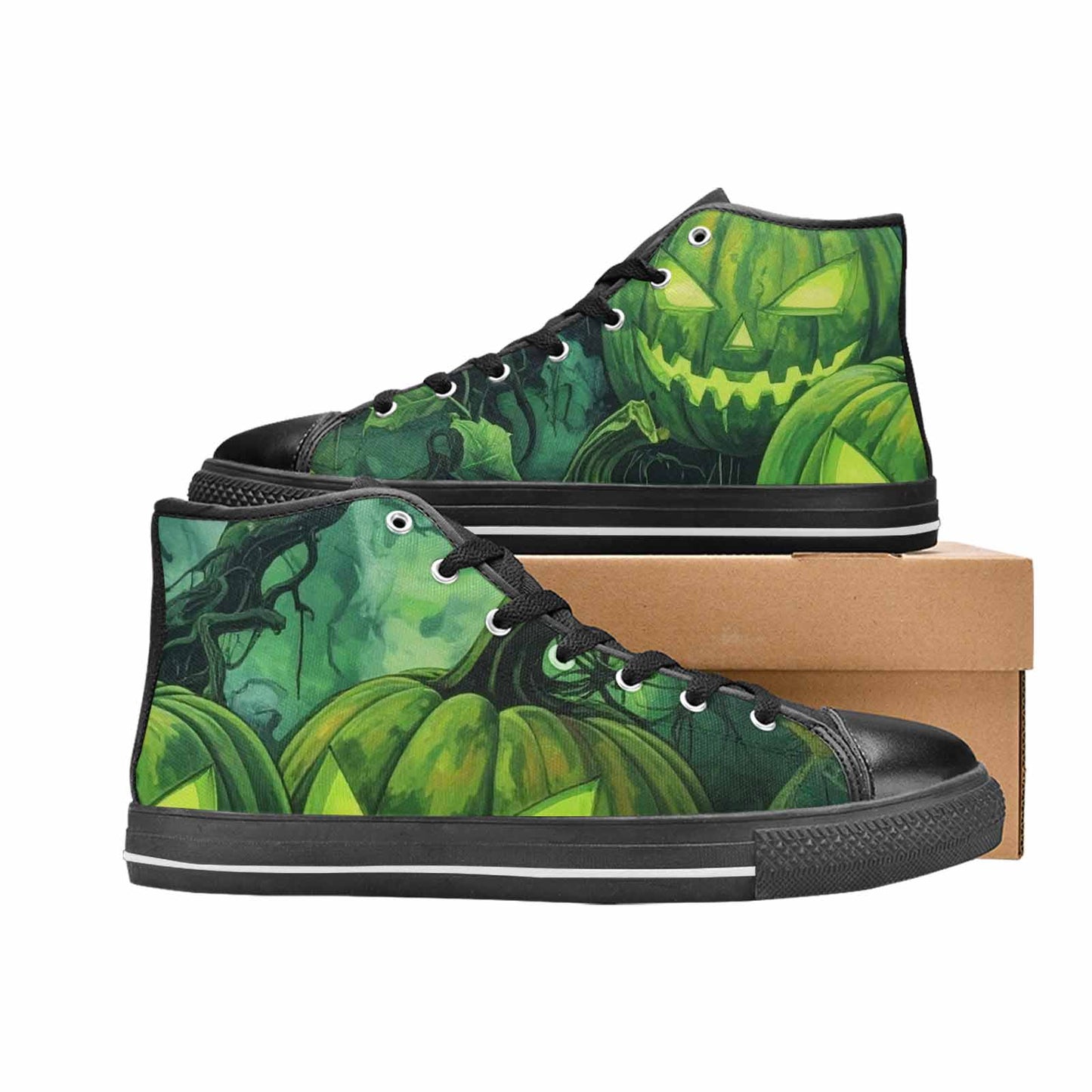 MEN'S Halloween Glowing Jackolantern High Top Canvas Aesthetic Shoes