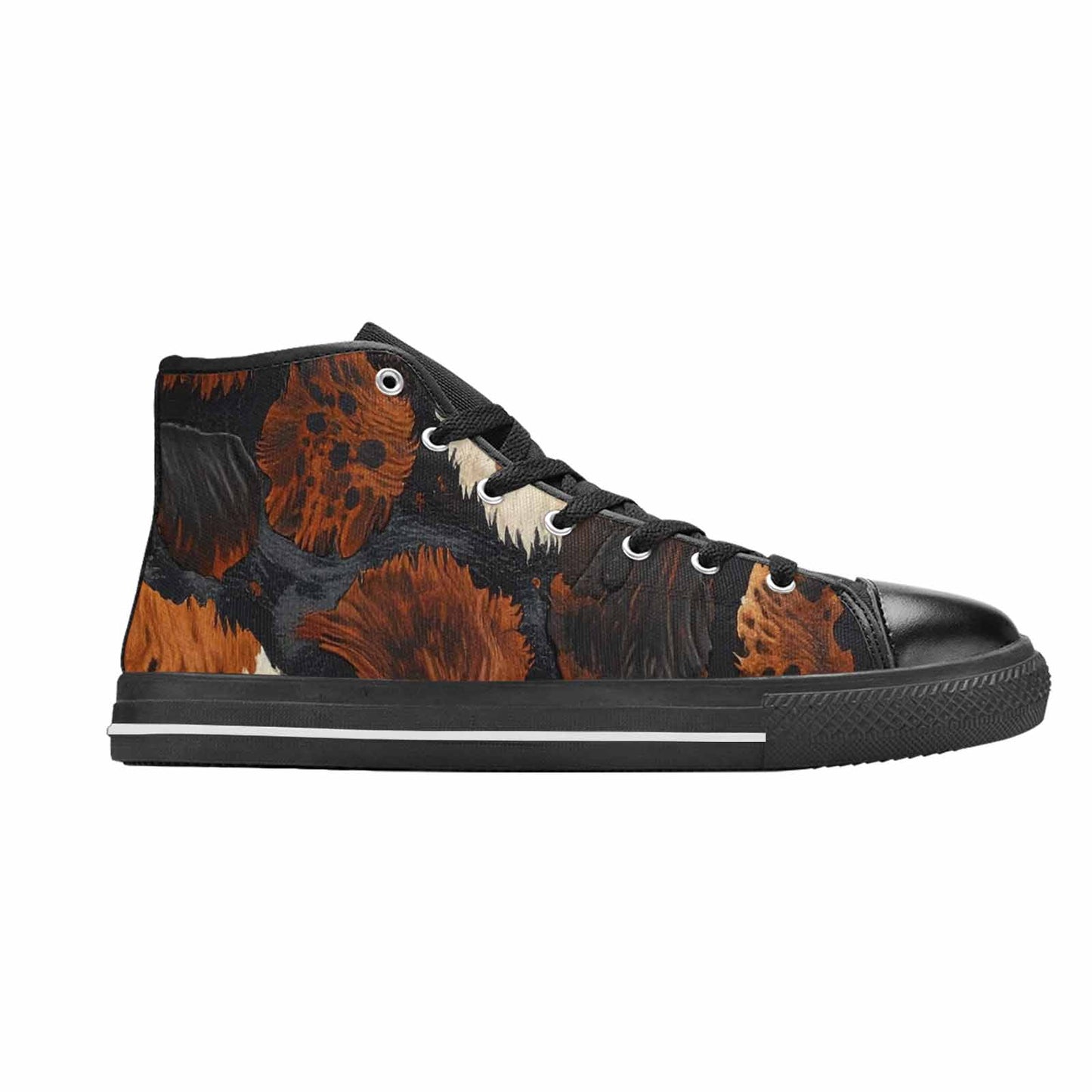 WOMEN'S Cow Animal Print High Top Canvas Grunge Sneakers