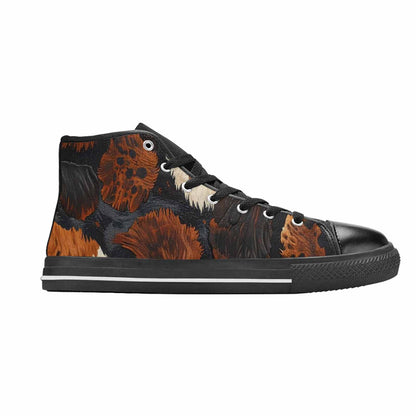 WOMEN'S Cow Animal Print High Top Canvas Grunge Sneakers