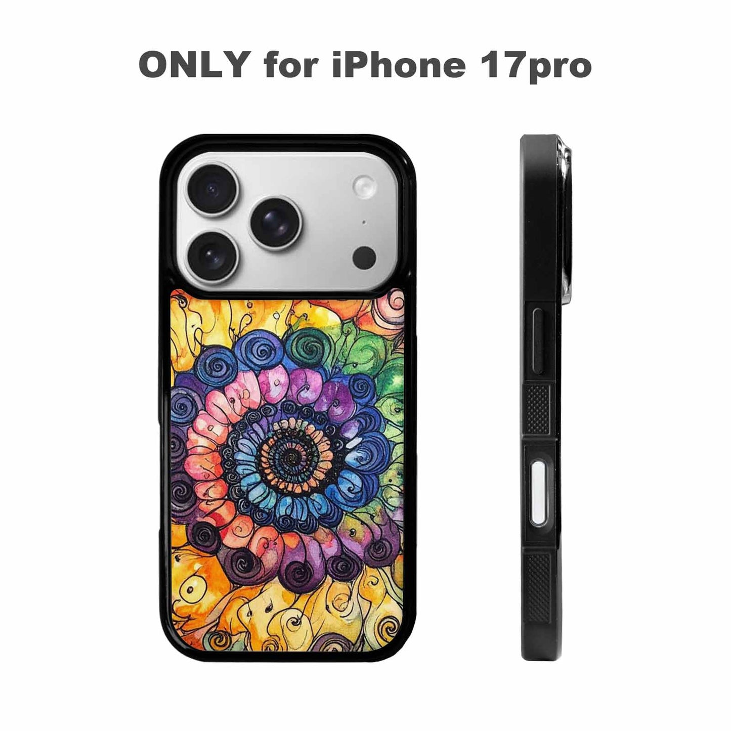 iPhone 17 Pro Case — Tie Dye Swirls Black White Tie, Custom Print Case Cover