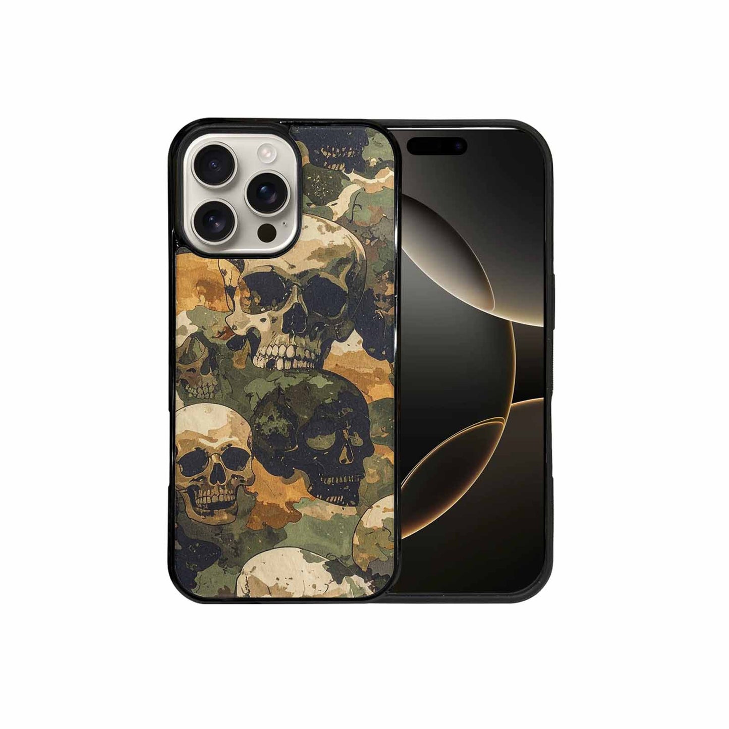 iPhone 16 Pro Max Case — Military Camo Texture Combined With Distressed, Personalized Phone Case