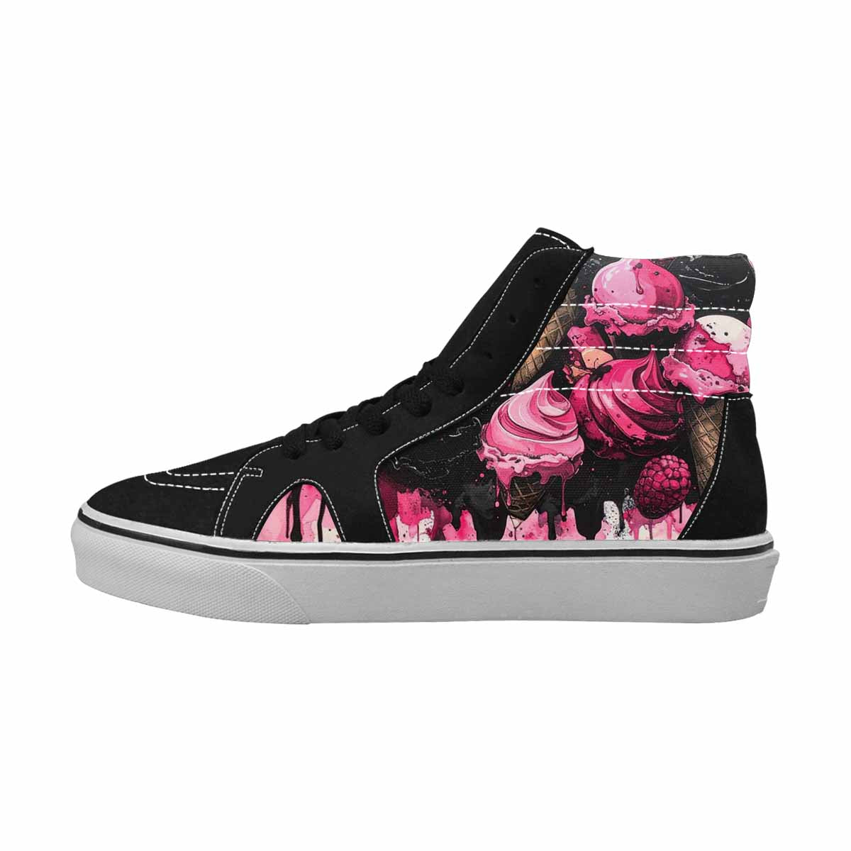 MEN'S Ice Cream Motif High Top Canvas Surreal Custom Shoes
