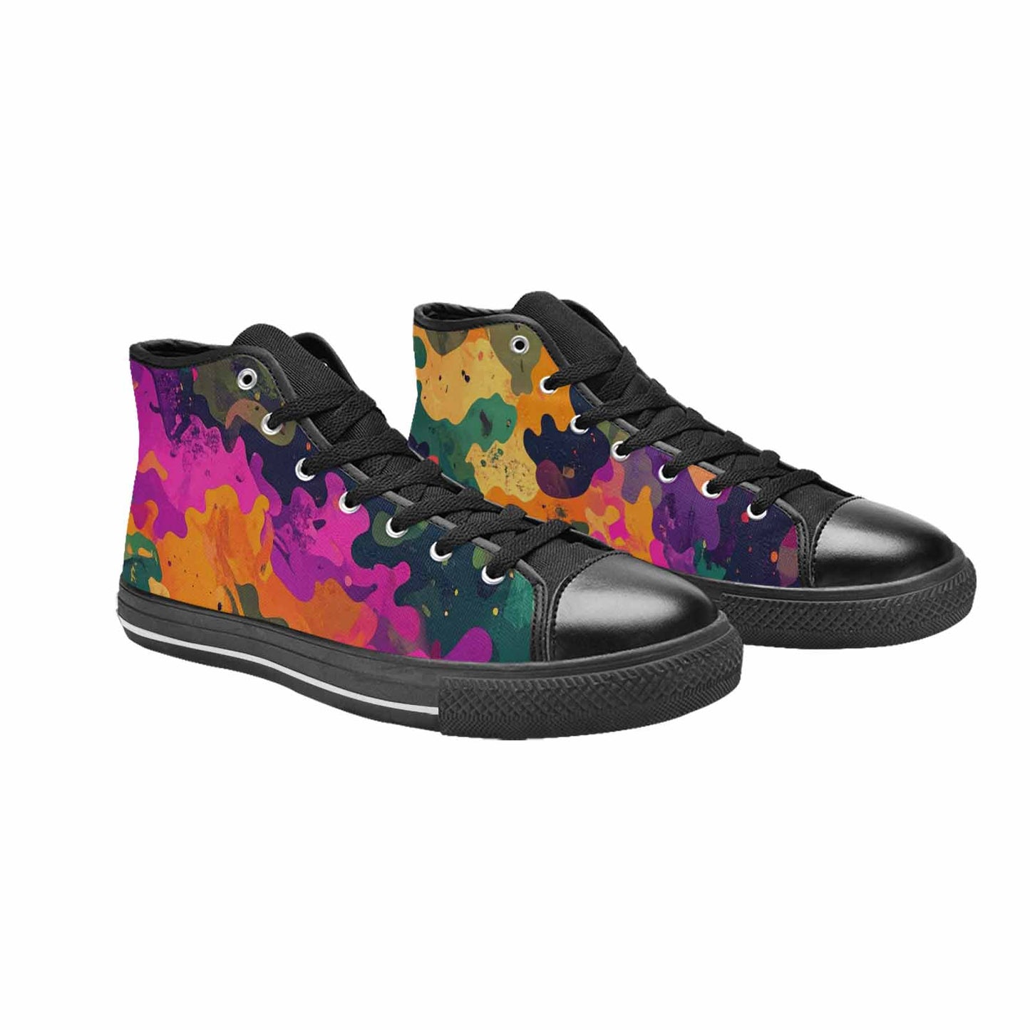 WOMEN'S Military Camouflage Blotch High Top Canvas Vivid Custom Sneakers