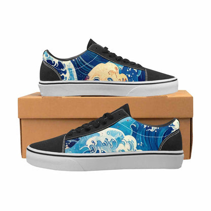 WOMEN'S Ocean Wave Canvas Lace-Up Vibrant Chaos Custom Sneakers