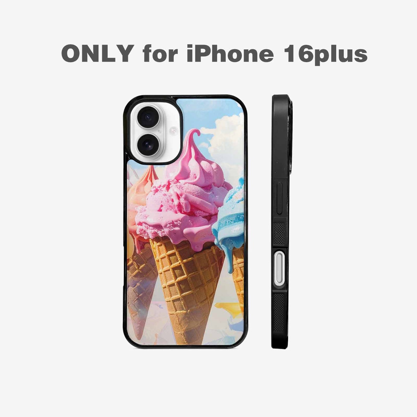 iPhone 16 Plus Case — Collage Of Overlapping Waffle Cone Icecream, Custom Made Phone Cover