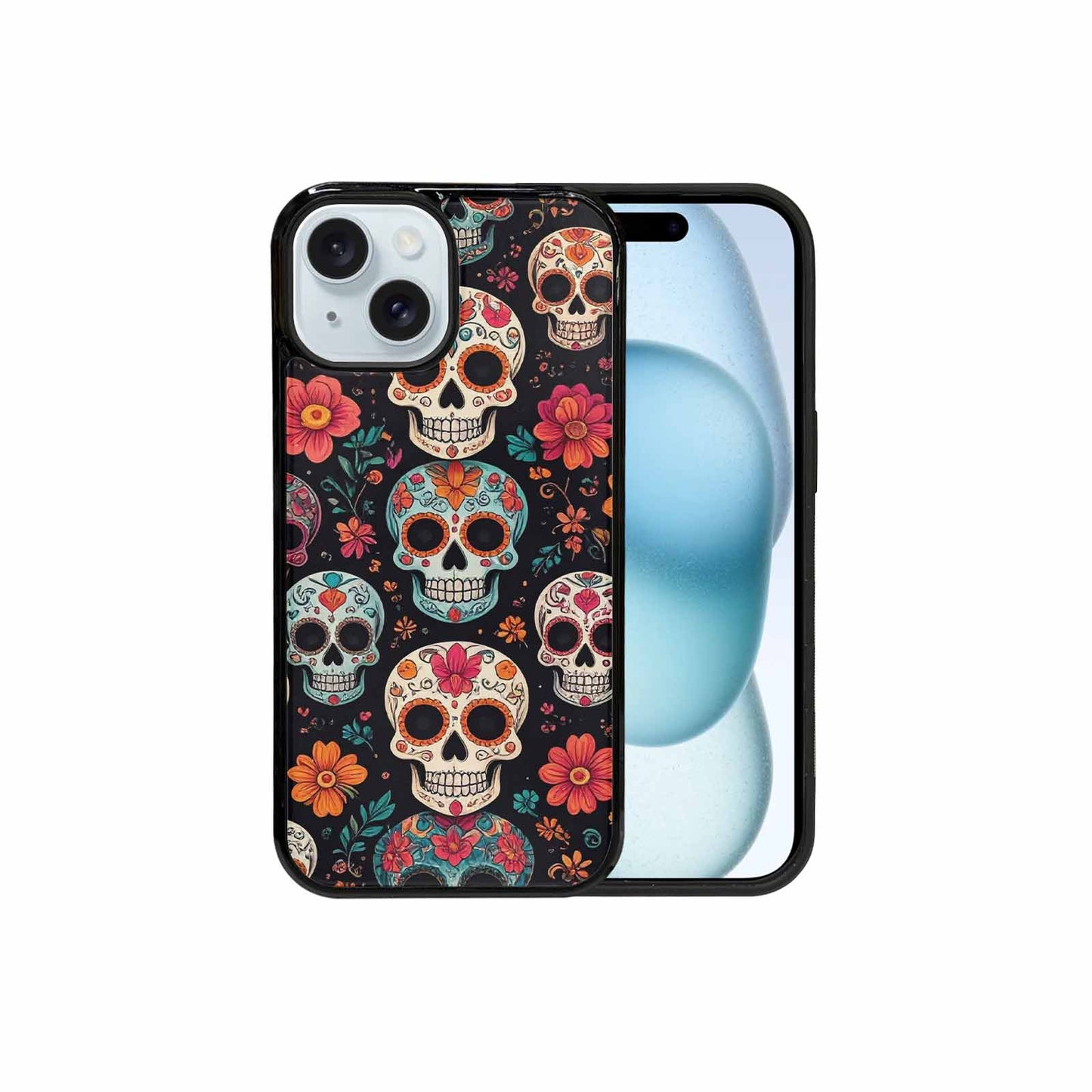 iPhone 15 Case — Dia De Los Muertos Sugar Skull, Custom Phone Case