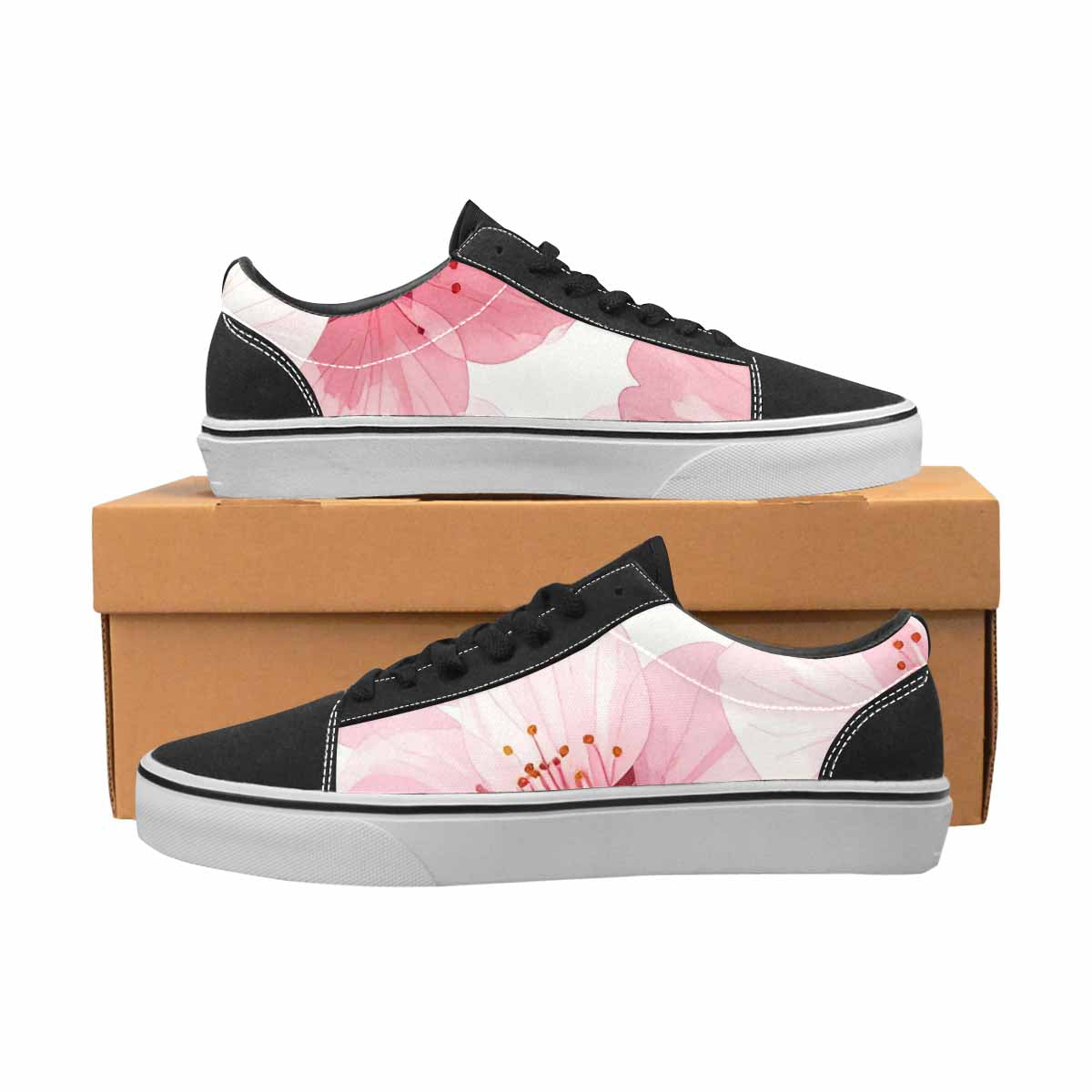 WOMEN'S Japanese Cherry Blossom Canvas Lace-Up Neon Fantasy Custom Shoes