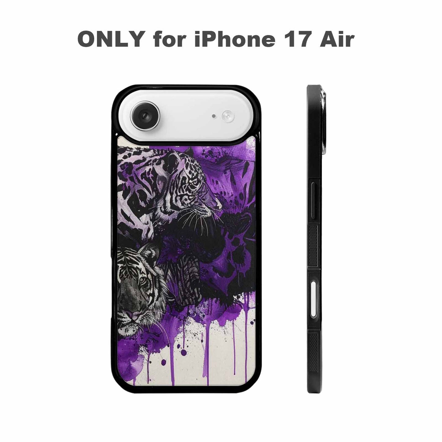 iPhone 17 Air Case — Black Purple Ink Animal Print Animal, Custom Made Phone Cover