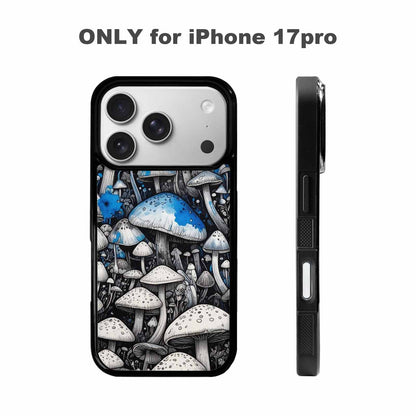 iPhone 17 Pro Case — Mushrooms General Black Blue Ink Original, Custom Designed Case Cover