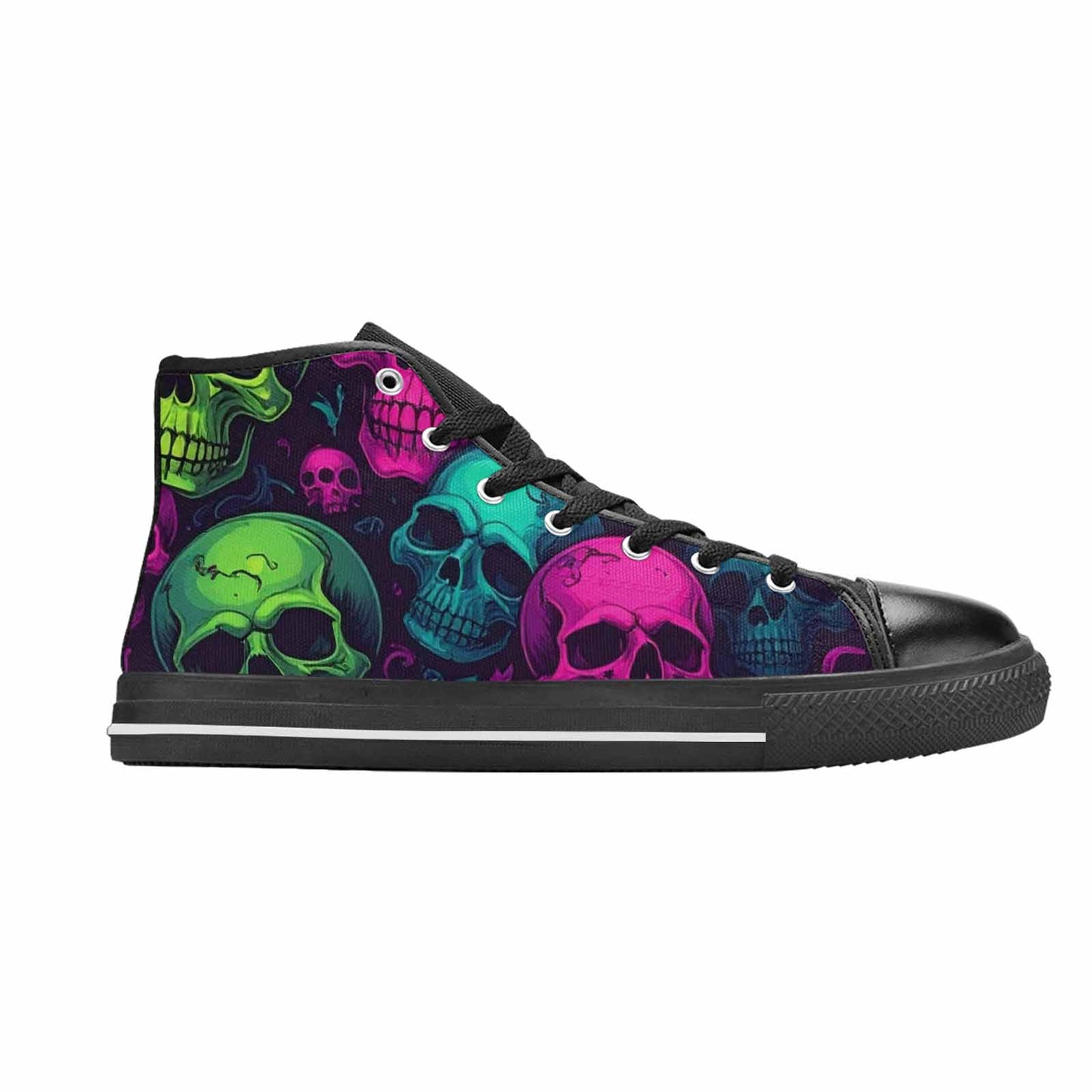 WOMEN'S Skulls - Neon High Top Canvas Dark Academia Sneakers
