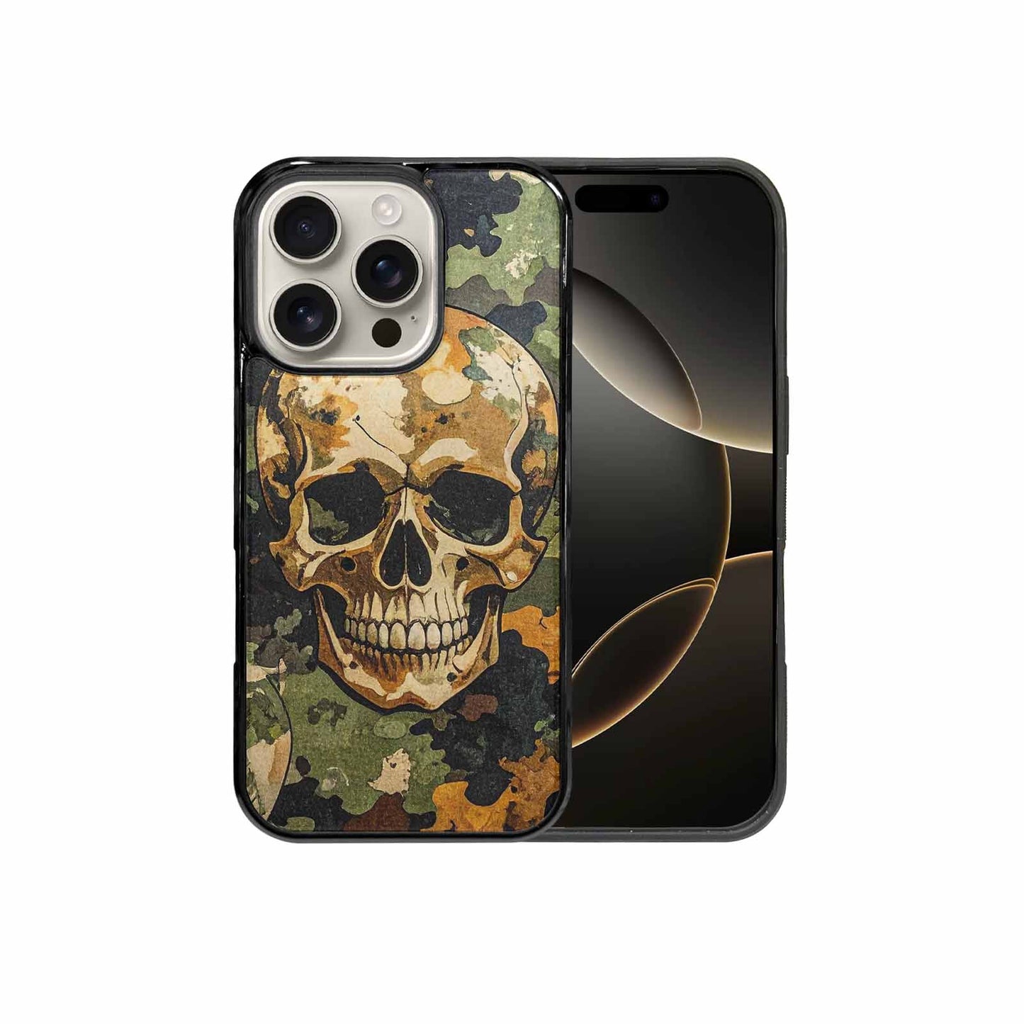 iPhone 16 Pro Case — Military Camo Texture Combined With Distressed, Personalized Phone Case