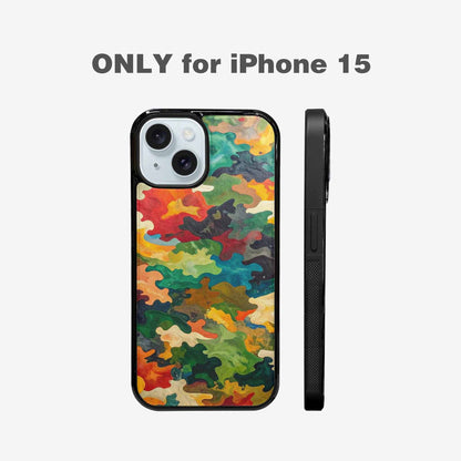 iPhone 15 Case — Camo Patches Full Color Vibrant Camo, Personalized Phone Case