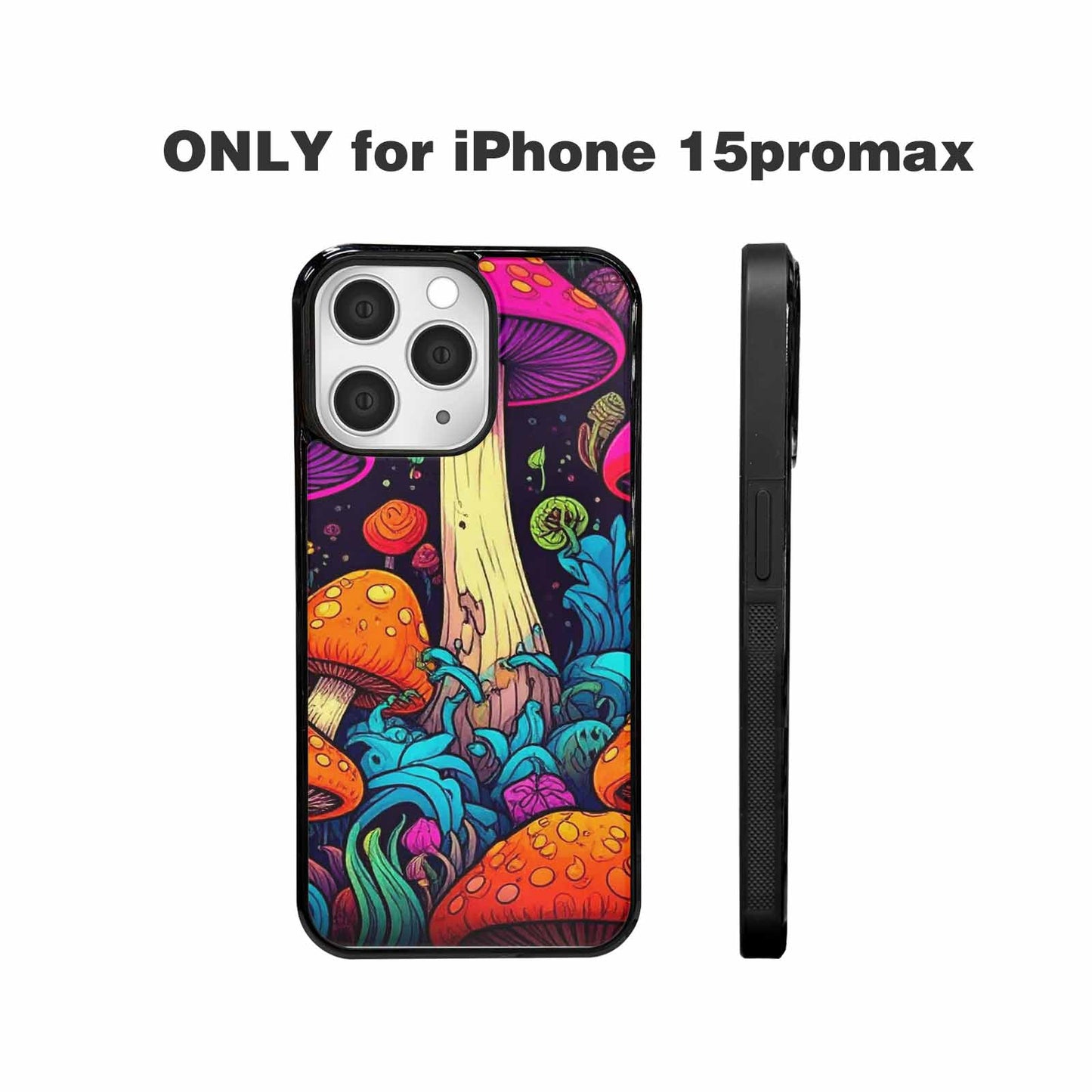 iPhone 15 Pro Max Case — Psychedelic Mushroom Cartoon Pattern, Custom Made Phone Cover