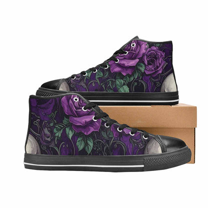 WOMEN'S Skulls Roses Gothic Filigree High Top Canvas Cottagecore Custom Shoes