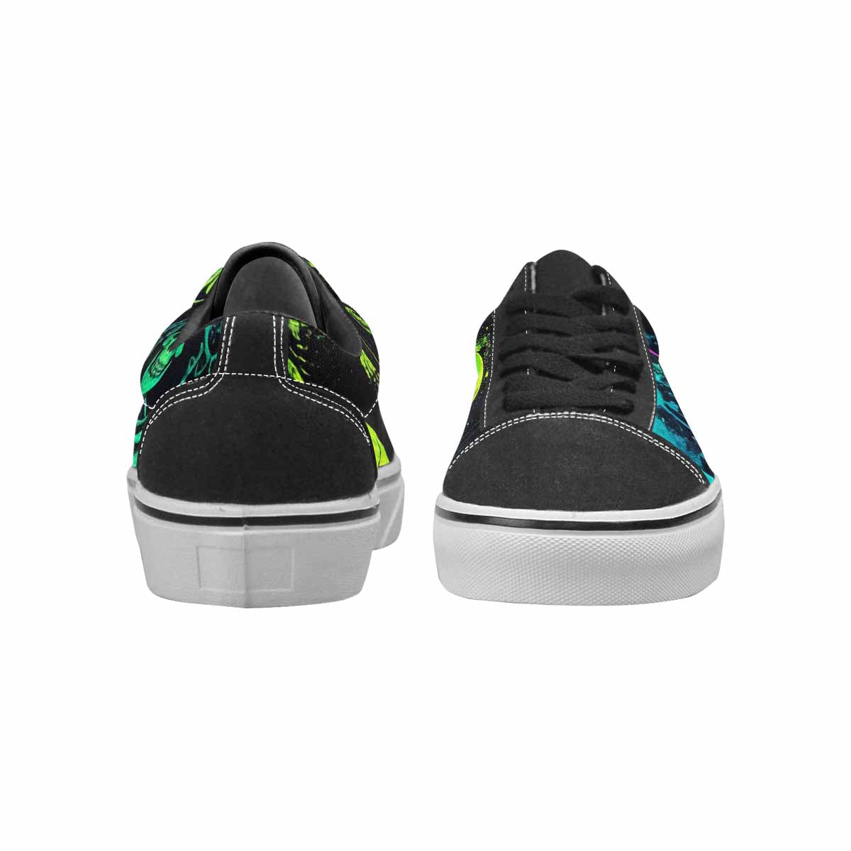 WOMEN'S Skeletons  Neon Green Lace-Up Canvas Dreamlike Custom Shoes