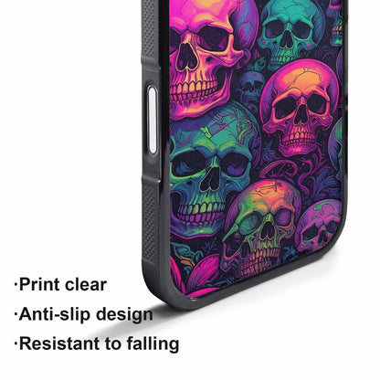 iPhone 17 Pro Max Case — Skulls Neon Punk Small Gothic Skulls, Unique Phone Case Design