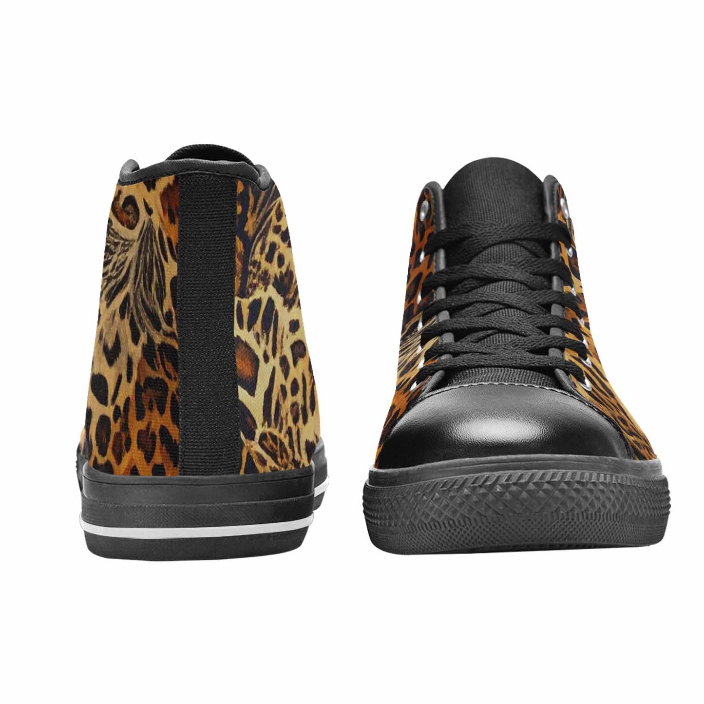 WOMEN'S Animal Print High Top Canvas Wallpaper Art Custom Sneakers