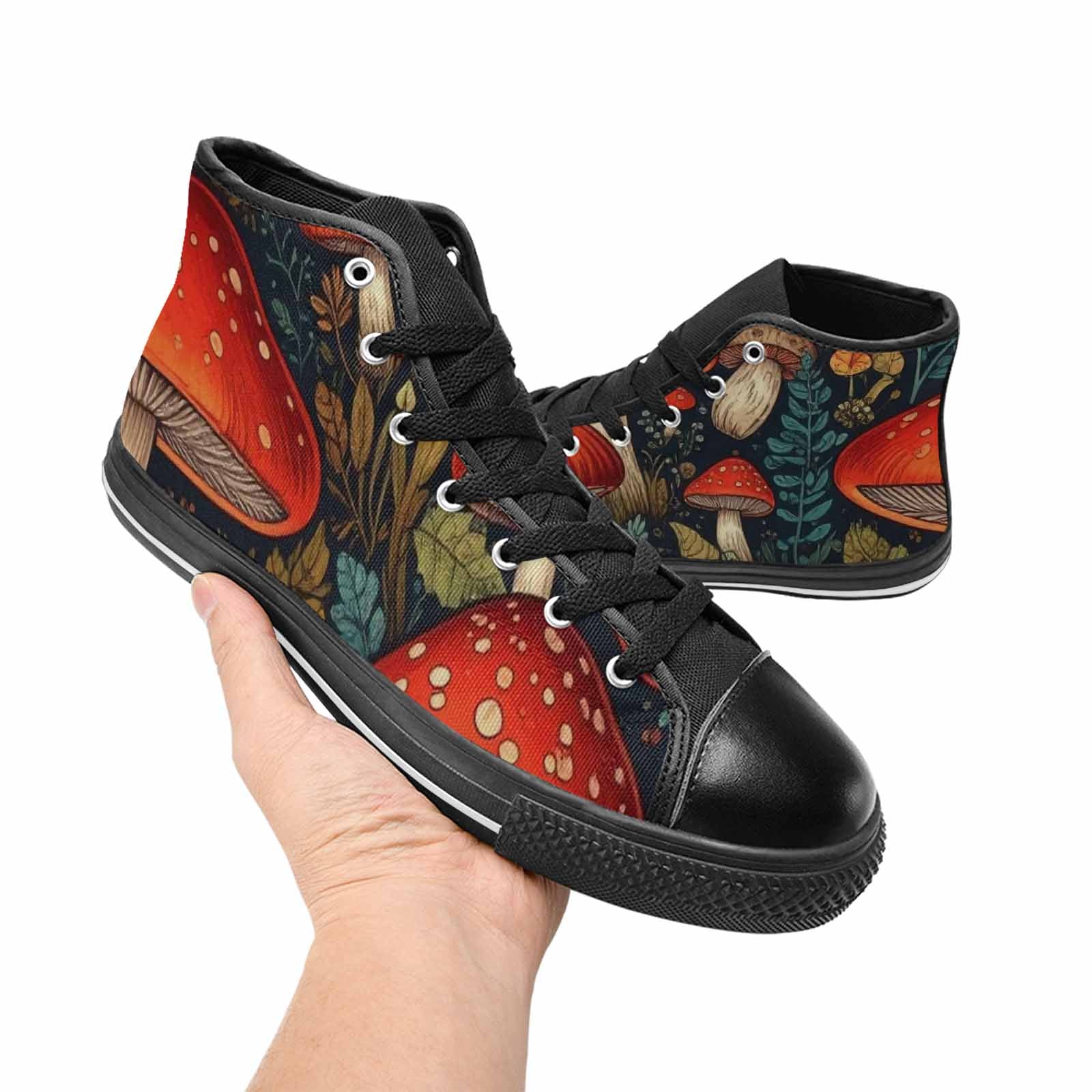 WOMEN'S Mushroom High Top Canvas Wallpaper Art Custom Shoes