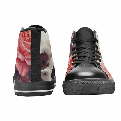 MEN'S Skulls Roses Soft Airbrush High Top Canvas Dark Academia Custom Sneakers