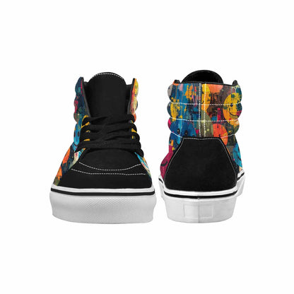MEN'S Smiley Faces  Camo High Top Canvas Neon Fantasy Custom Shoes