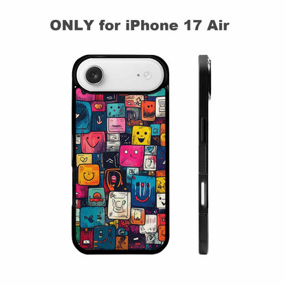 iPhone 17 Air Case — Hand Drawn Icon Doodle Pattern Original, Custom Designed Case Cover