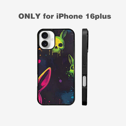 iPhone 16 Plus Case — Radioactive Ghost Bunny Skull Sm, Custom Art Phone Cover